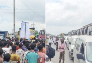 আশুগঞ্জে বালু উত্তোলনের প্রতিবাদে ঢাকা-সিলেট মহাসড়ক অবরোধ করে স্থানীয়দের বিক্ষোভ